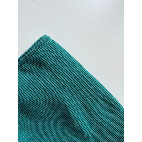 SET ACTIVE Mojito Dark Green Seamless Ribbed One Shoulder Sports Bra Top, Size S - Picture 7 of 10